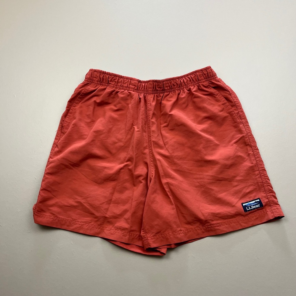 LL Bean Supplex Nylon Shorts Mens Size M Red Elastic Waist Mesh Lined 503782